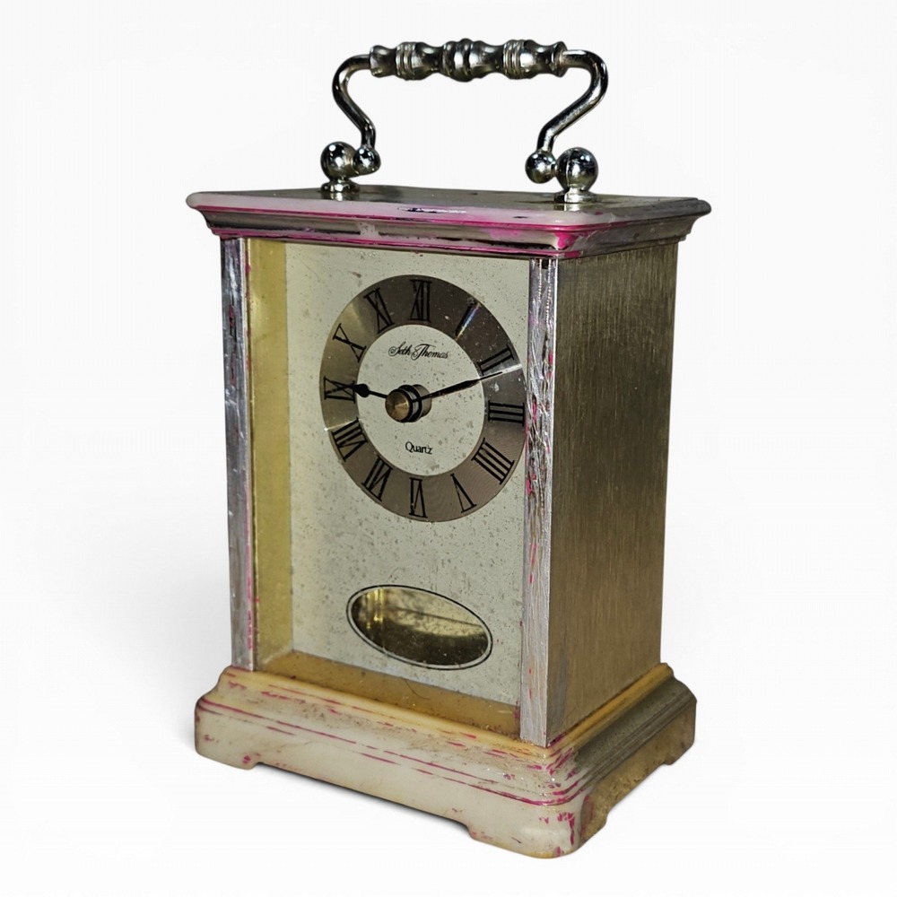 Carriage Clock Seth Thomas Silver Fair Vintage Charm No 243 Quartz Korea